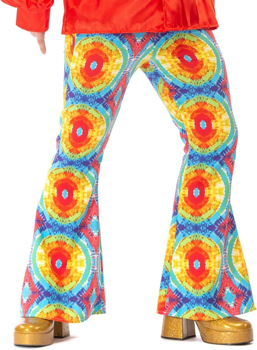 Hippie Kostuum | Jaren 60 Batik Flower Power Hippie Festival Broek Man | 3XL | Carnaval kostuum | Verkleedkleding